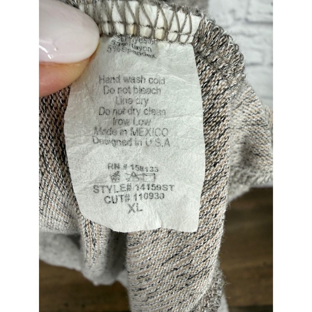 Pink Clover XL Heathered Taupe Brown Henley Top Super Soft Boho Relaxed - Picture 5 of 8